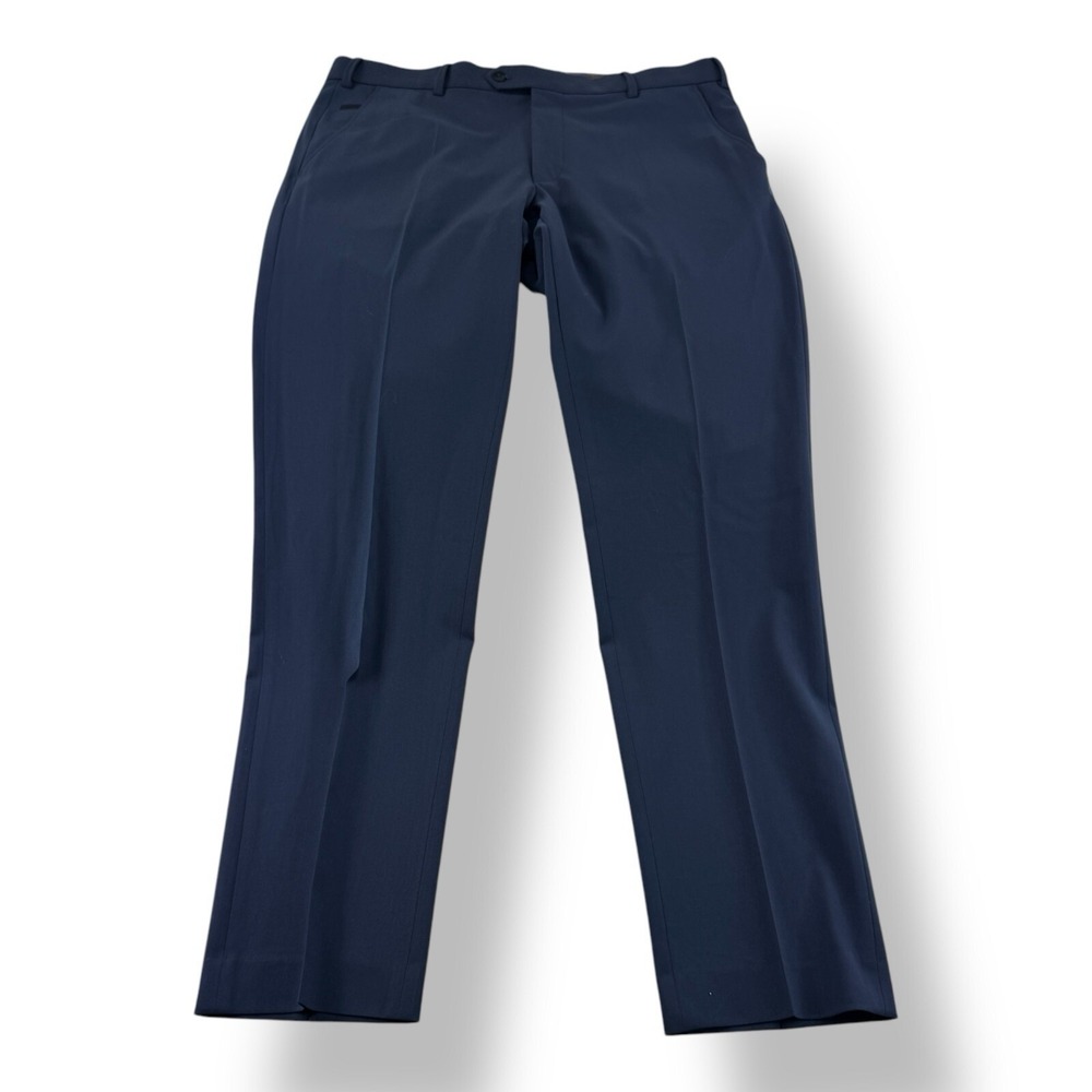 Meyer‎ Modern Comfort Blue Bonn Flat Front Wool Polyester Pants Mens 36x32